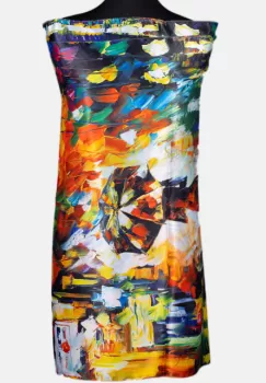 Esarfa cu doua fete, din matase, cu imeprimeu cu fata cu umberela imagine