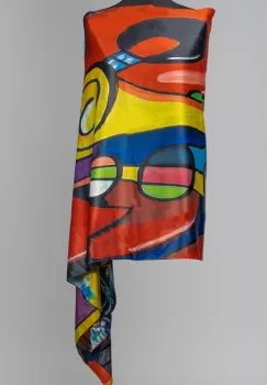 Esarfa cu doua fete, din matase, imprimata cu reproduceri dupa picturi celebre imagine