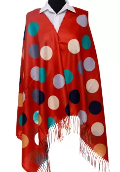 Esarfa din casmir cu buline multicolore pe fond caramiziu imagine