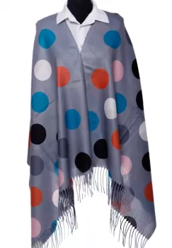 Esarfa din casmir cu buline multicolore pe fond gri imagine