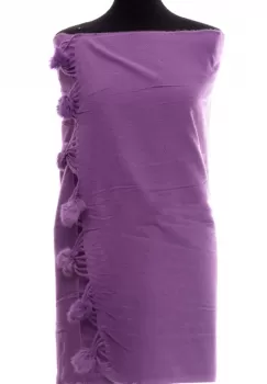Esarfa din casmir cu ciucuri din blanita naturala, mov imagine