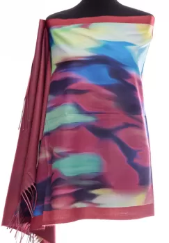 Esarfa din casmir cu fata dubla acuarela-bordo imagine