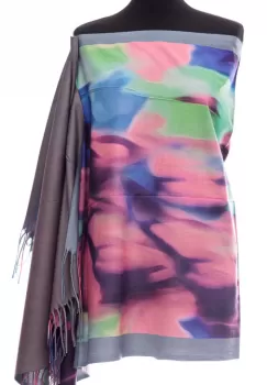 Esarfa din casmir cu fata dubla acuarela-gri imagine