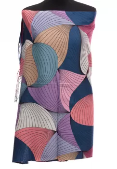 Esarfa din casmir cu jocuri de linii gri, roz, mov si albastru imagine