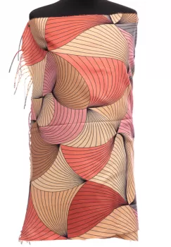 Esarfa din casmir cu jocuri de linii multicolore predominant piersica imagine