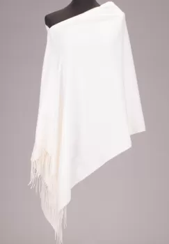 Esarfa dreptunghiulara alba din material tip cashmere imagine