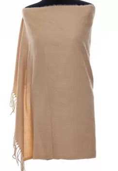 Esarfa dreptunghiulara bej din cashemere cu modele embosate imagine