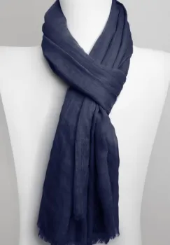 Esarfa dreptunghiulara din matase si vascoza, bleumarin imagine