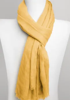 Esarfa dreptunghiulara din matase si vascoza, galben mustar imagine