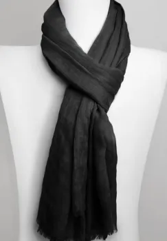 Esarfa dreptunghiulara din matase si vascoza, neagra imagine