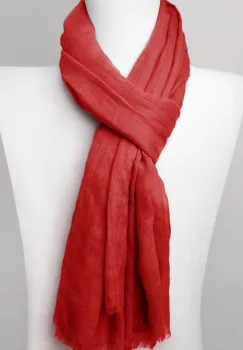 Esarfa dreptunghiulara din matase si vascoza, rosu imagine