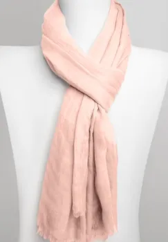 Esarfa dreptunghiulara din matase si vascoza, roz piersica imagine