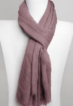 Esarfa dreptunghiulara din matase si vascoza, roz prafuit inchis imagine