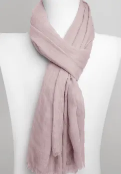 Esarfa dreptunghiulara din matase si vascoza, roz pudra imagine