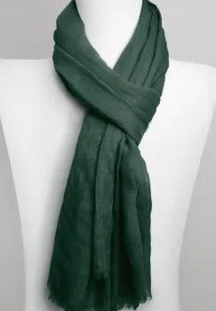 Esarfa dreptunghiulara din matase si vascoza, verde inchis imagine