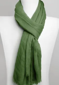 Esarfa dreptunghiulara din matase si vascoza, verde kaki imagine