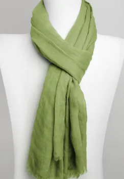Esarfa dreptunghiulara din matase si vascoza, verde oliv imagine