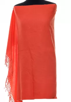 Esarfa dreptunghiulara portocalie din cashemere cu modele embosate imagine