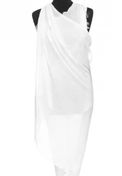 Esarfa dreptunghiulara tip pareo cu aspect creponat din vascoza, alba imagine