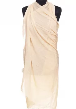 Esarfa dreptunghiulara tip pareo cu aspect creponat din vascoza, bej deschis imagine