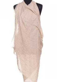 Esarfa dreptunghiulara tip pareo cu aspect creponat din vascoza, bej inchis imagine