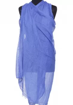 Esarfa dreptunghiulara tip pareo cu aspect creponat din vascoza, bleu imagine