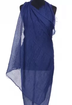 Esarfa dreptunghiulara tip pareo cu aspect creponat din vascoza, bleumarin imagine