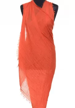 Esarfa dreptunghiulara tip pareo cu aspect creponat din vascoza, caramizie imagine