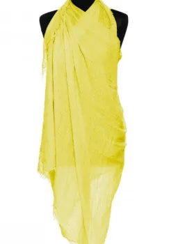 Esarfa dreptunghiulara tip pareo cu aspect creponat din vascoza, galben papadie imagine