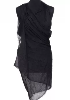 Esarfa dreptunghiulara tip pareo cu aspect creponat din vascoza, neagra imagine