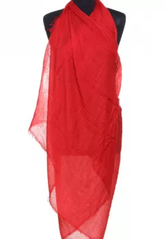 Esarfa dreptunghiulara tip pareo cu aspect creponat din vascoza, rosu imagine