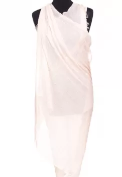 Esarfa dreptunghiulara tip pareo cu aspect creponat din vascoza, roz deschis imagine