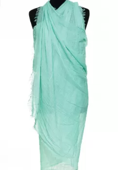 Esarfa dreptunghiulara tip pareo cu aspect creponat din vascoza, verde menta imagine