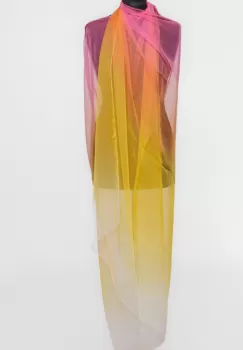 Esarfa dreptunghiulara tip pareo, cu dungi late roz, galben si portocaliu imagine