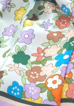 Esarfa dreptunghiulara tip pareo, cu imprimeu floral multicolor pe fond vernil imagine