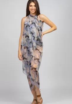 Esarfa dreptunghiulara tip pareo, Silk Feeling, cu model tip Escher Pattern imagine