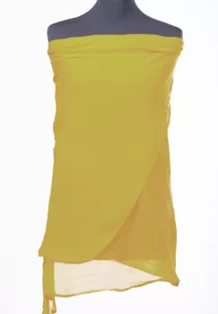 Esarfa galben mustar, dreptunghiulara si colturi alungite, din bumbac si matase imagine