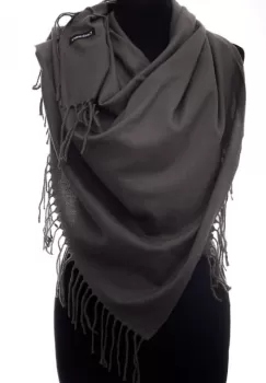 Esarfa gri patrata din material gros tip cashmere imagine