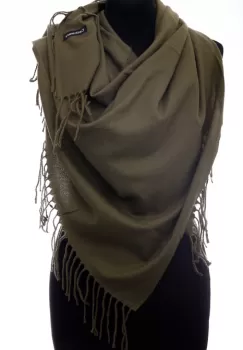 Esarfa kaki patrata din material gros tip cashmere imagine