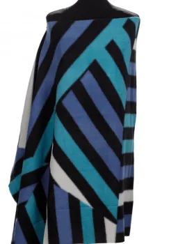 Esarfa mare din casmir cu dubla fata in dungi cu nunate de albastru imagine