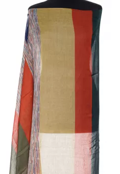 Esarfa mare dreptunghiulara tip pareo din bumbac cu dungi camel, bleumarin, rosu si kaki imagine