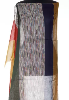 Esarfa mare dreptunghiulara tip pareo din bumbac cu dungi camel, bleumarin, rosu si mustar imagine