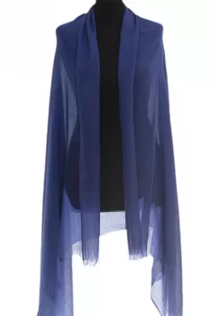 Esarfa mare dreptunghiulara tip pareo din bumbac usor creponat, albastru imagine