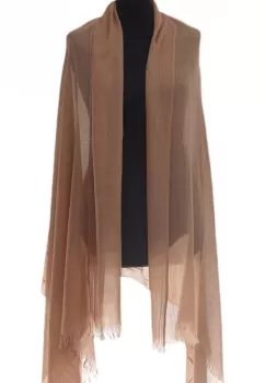 Esarfa mare dreptunghiulara tip pareo din bumbac usor creponat, camel imagine