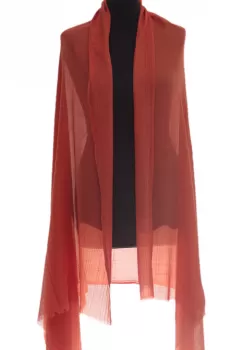 Esarfa mare dreptunghiulara tip pareo din bumbac usor creponat, caramiziu imagine