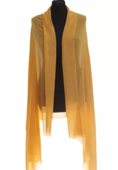 Esarfa mare dreptunghiulara tip pareo din bumbac usor creponat, galben mustar imagine
