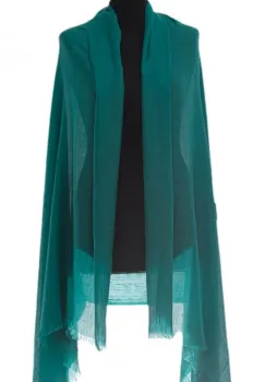 Esarfa mare dreptunghiulara tip pareo din bumbac usor creponat, verde smarald imagine