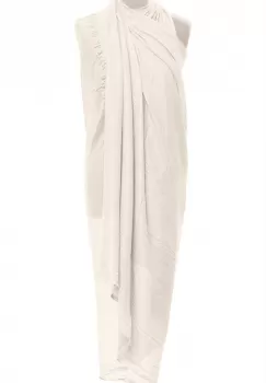 Esarfa mare dreptunghiulara tip pareo din vascoza si casmir usor creponat, alb ivori imagine