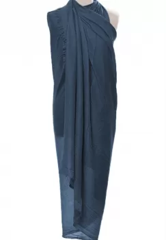 Esarfa mare dreptunghiulara tip pareo din vascoza si casmir usor creponat, bleumarin imagine