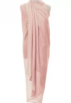 Esarfa mare dreptunghiulara tip pareo din vascoza si casmir usor creponat, roz prafuit imagine
